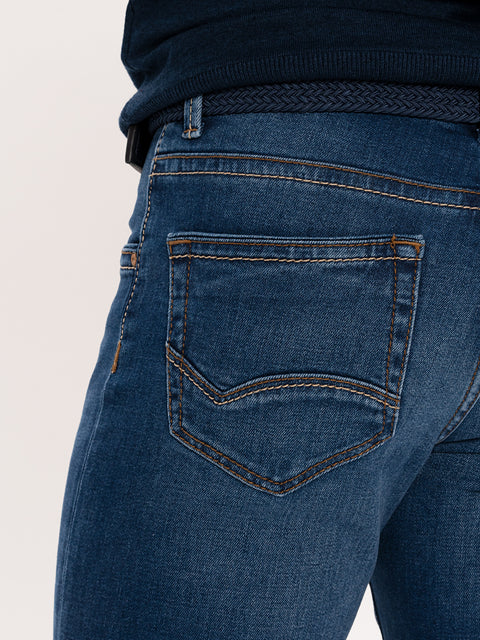 Blugi Barbati Slim Fit Albastri BMan289 (4)