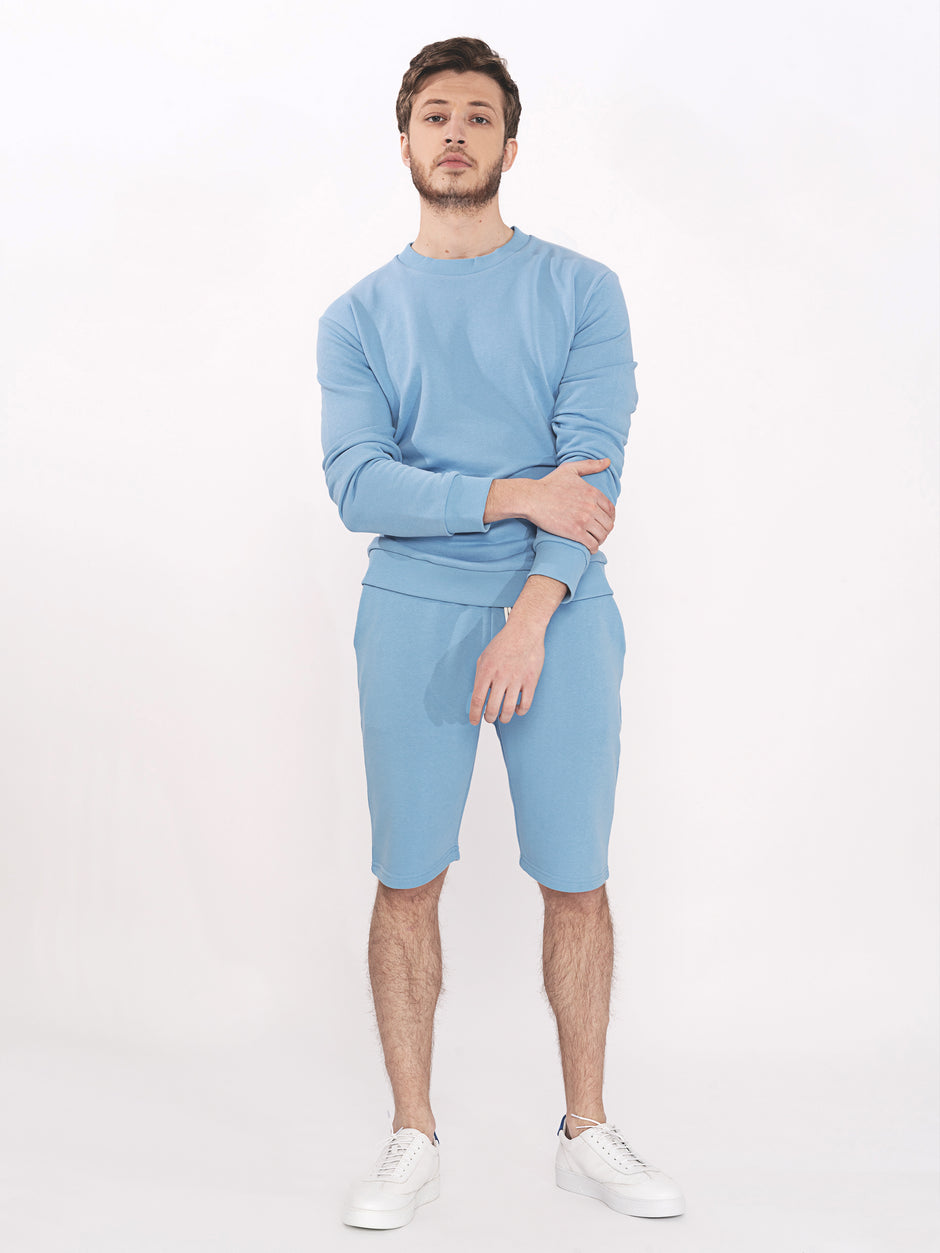 Pantaloni Scurti Trening Barbati Albastru Ocean 100% Bumbac BMan163 (4)