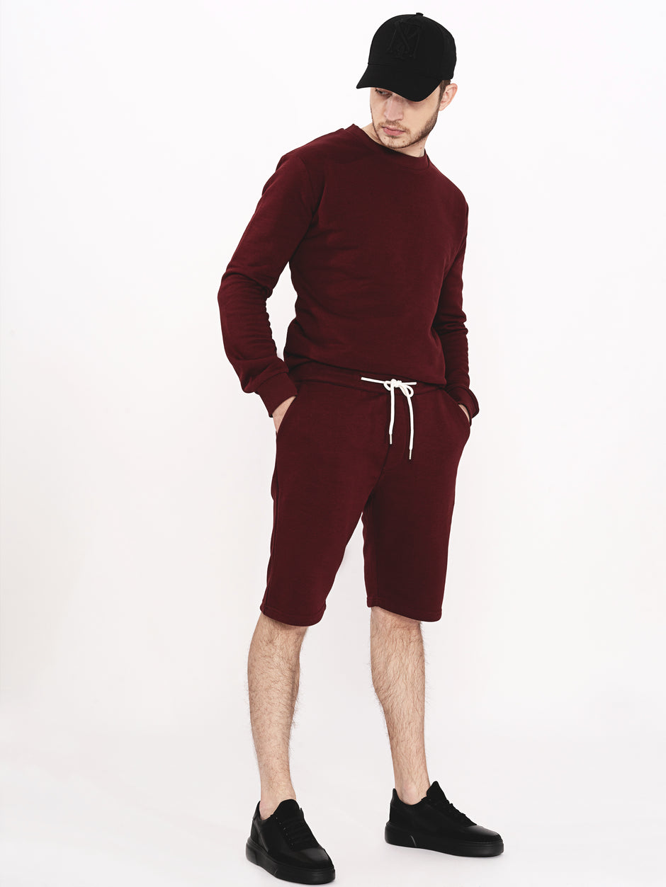 Pantaloni Scurti Trening Barbati Bordo 100% Bumbac BMan163 (6)