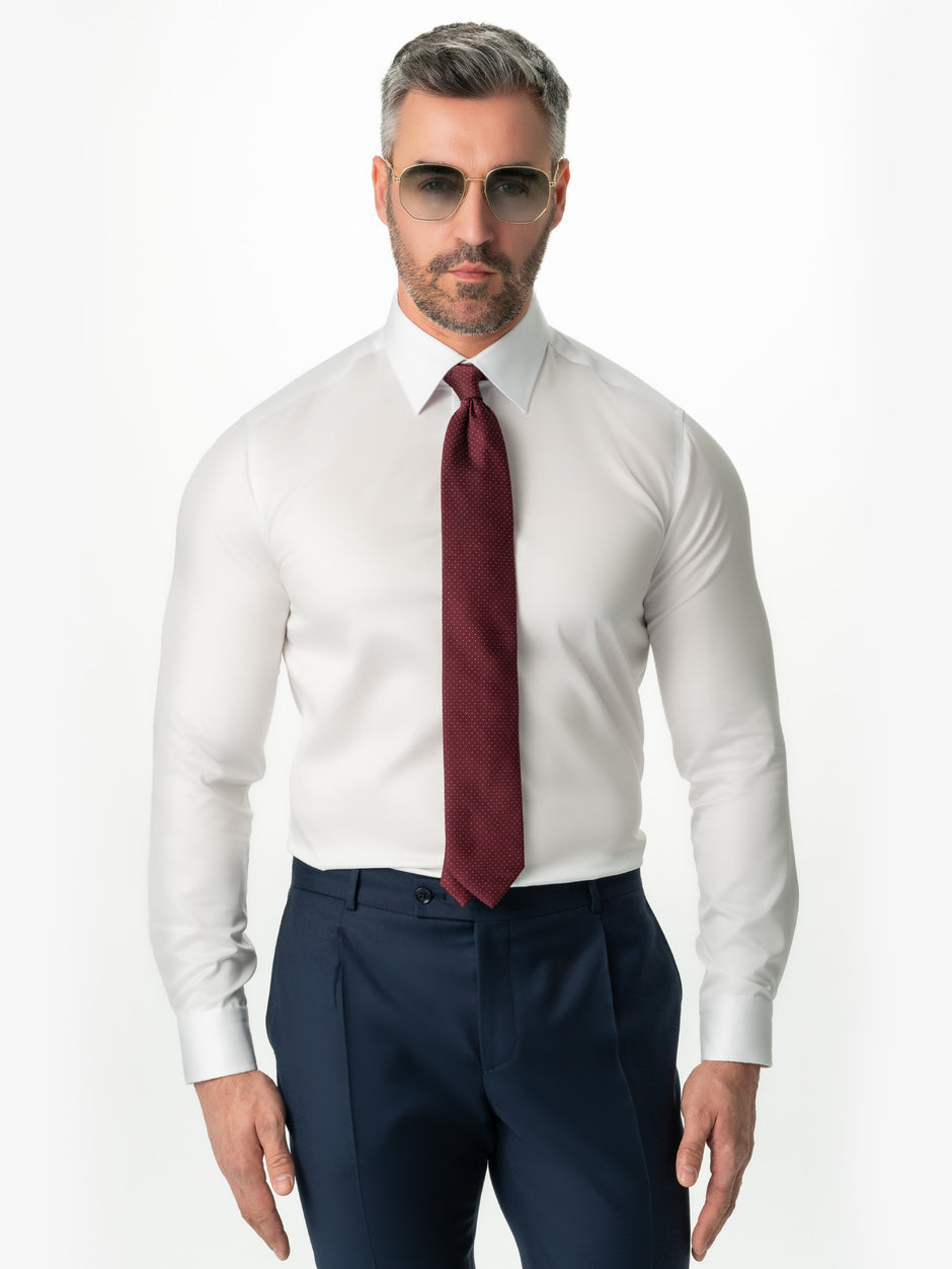Camasa Barbati Alba Bumbac Italian Premium Stretch No Iron Monti BMan0001 (8)