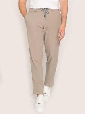 Pantaloni Cu Snur Barbati Bej Nisip Elastici Flexo Din Spandex Milano BMan598
