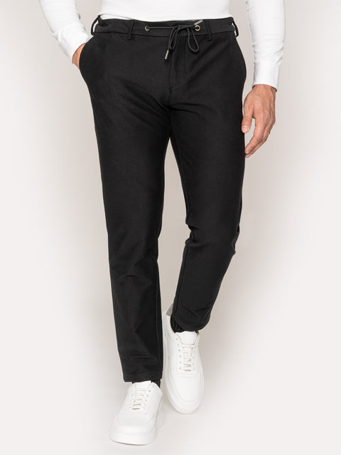 Pantaloni Flexo V1 Barbati Negri Cu Snur Comfort Fit BMan619 (1)