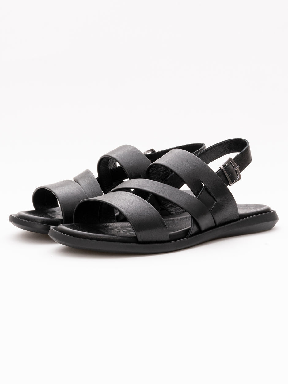 Sandale Negre De Vara Barbati Din 100% Piele Naturala Sorrento BMan001 (1)