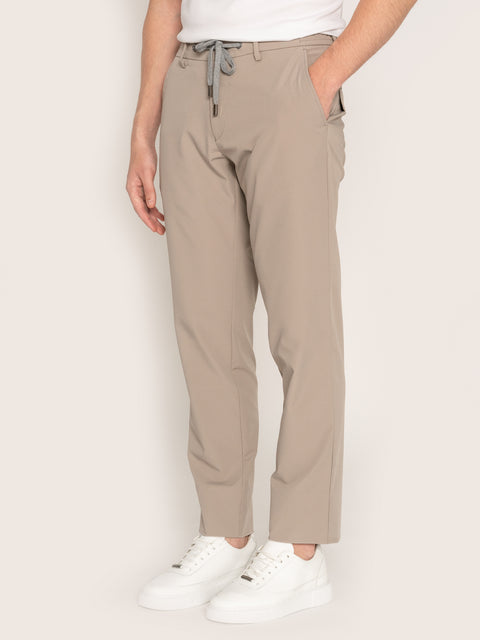 Pantaloni Cu Snur Barbati Bej Nisip Elastici Flexo Din Spandex Milano BMan598 (7)