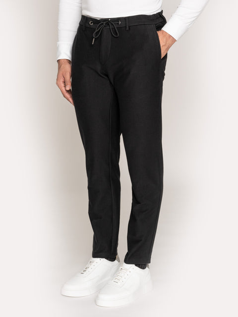 Pantaloni Flexo V1 Barbati Negri Cu Snur Comfort Fit BMan619 (4)