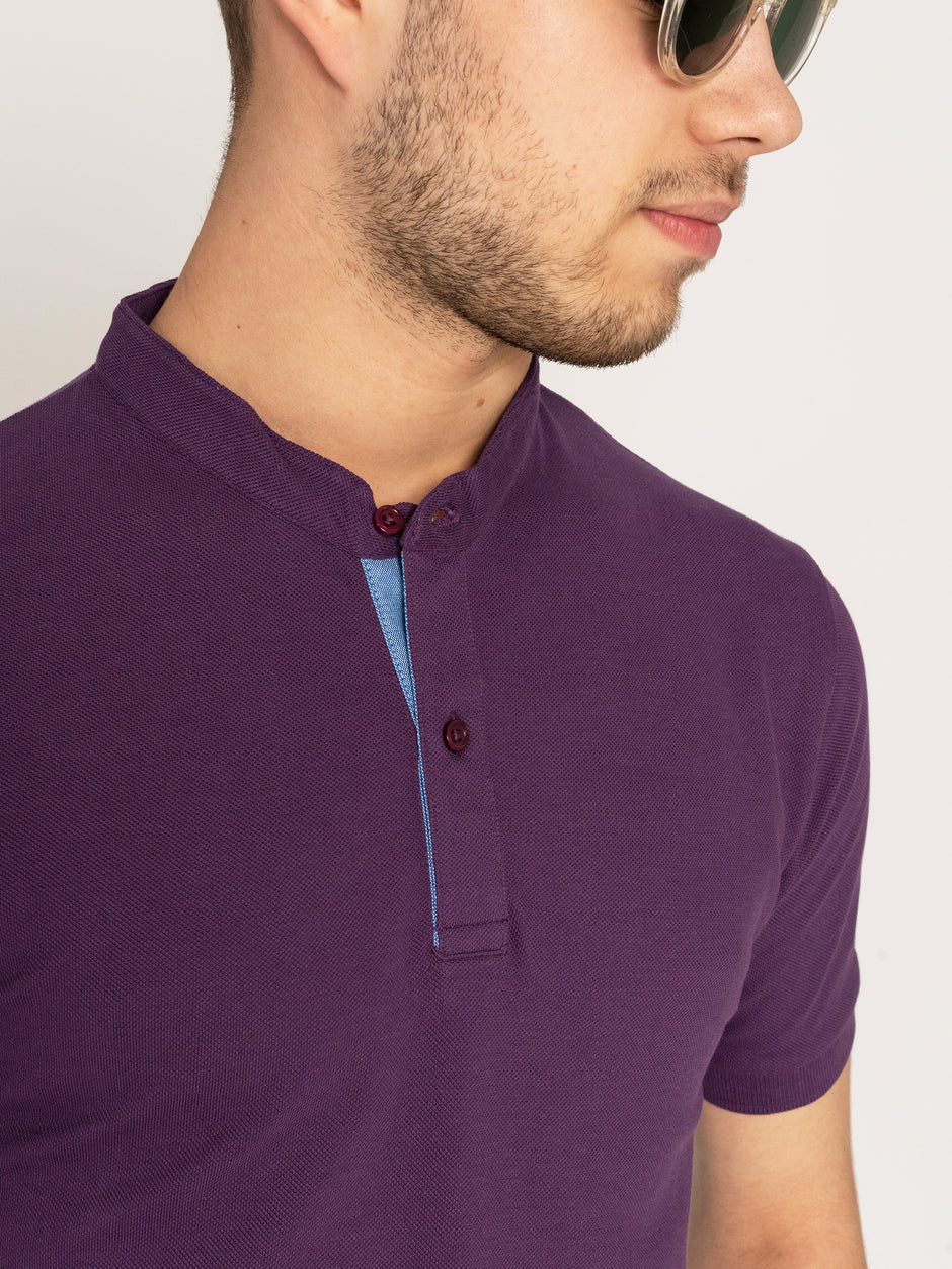 Tricou Mov cu Guler Tunica - BMan244 (2)