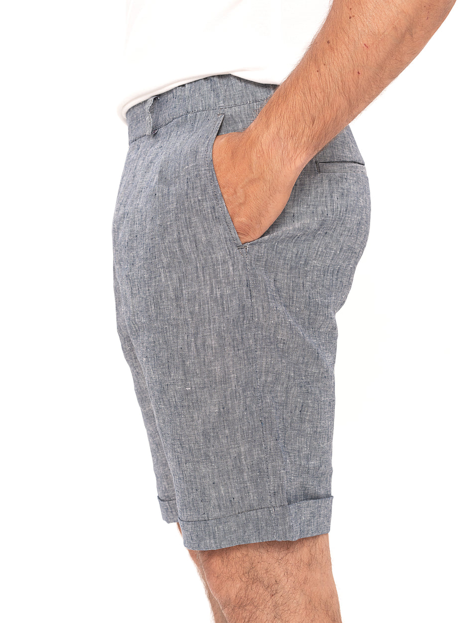 Pantaloni Scurti Bleumarin Sters Barbati din 100% In Natural Vara BMan165 (4)
