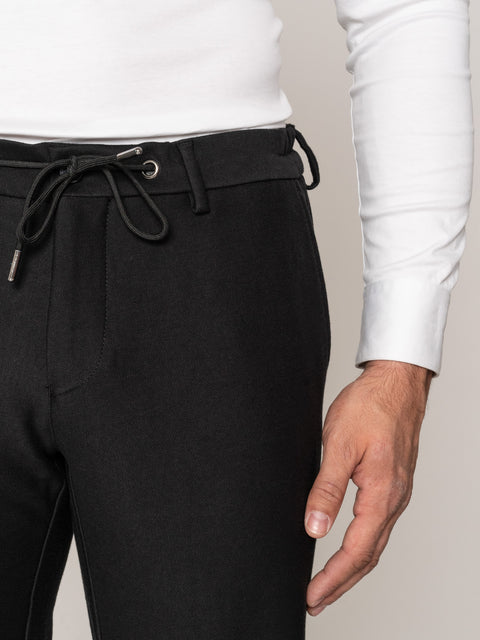 Pantaloni Flexo V1 Barbati Negri Cu Snur Comfort Fit BMan619 (3)
