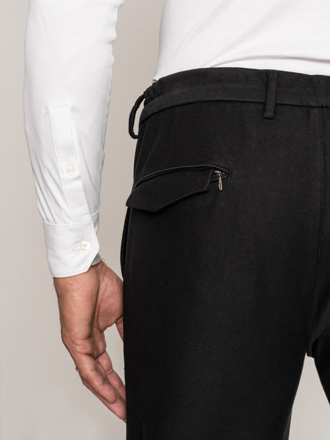 Pantaloni Flexo V1 Barbati Negri Cu Snur Comfort Fit BMan619 (5)
