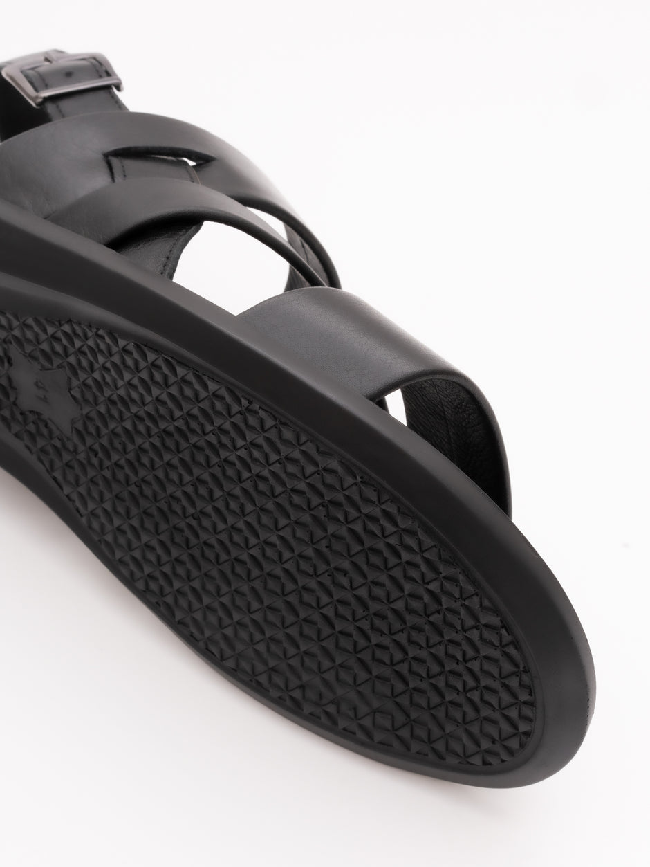 Sandale Negre De Vara Barbati Din 100% Piele Naturala Sorrento BMan001 (6)