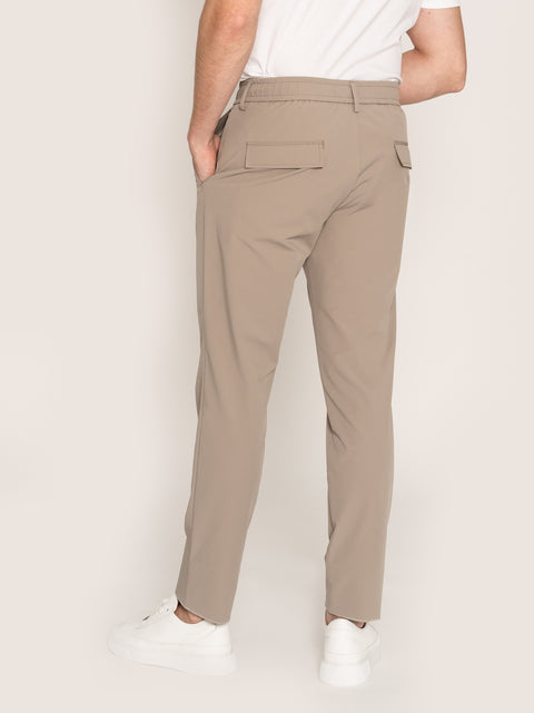 Pantaloni Cu Snur Barbati Bej Nisip Elastici Flexo Din Spandex Milano BMan598 (6)