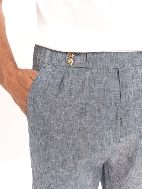 Pantaloni Scurti Bleumarin Sters Barbati din 100% In Natural Vara BMan165 (3)