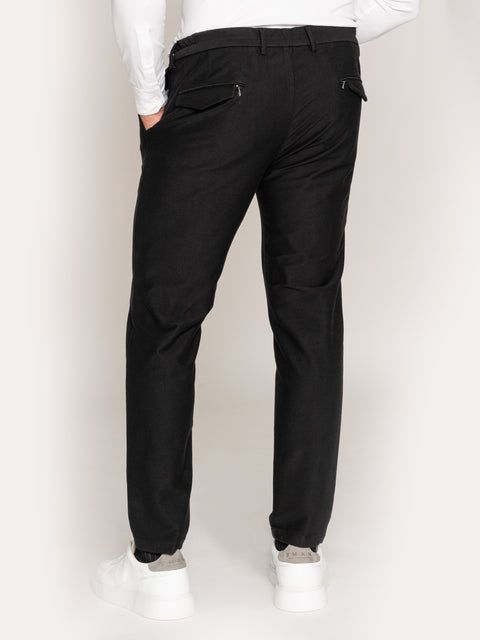 Pantaloni Flexo V1 Barbati Negri Cu Snur Comfort Fit BMan619 (6)