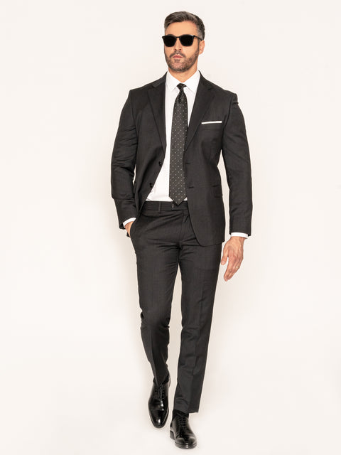 Costum Barbati Elegant din 100% Lana Vitale Gri Inchis BMan290 (5)