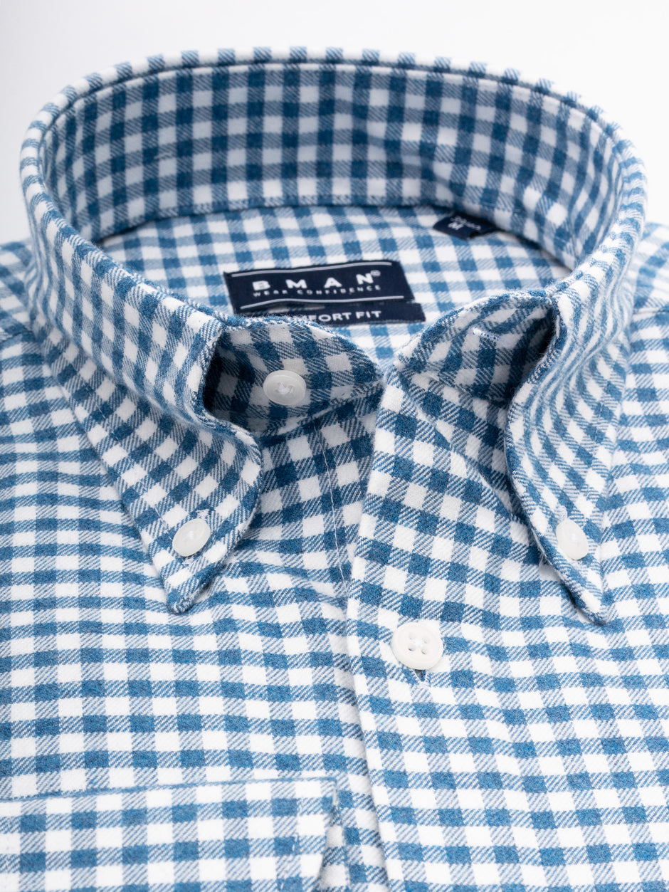 Camasa Office Barbati Albastru Ocean In Carouri Din Flanel Tip Overshirt Tricou BMan877 (10)