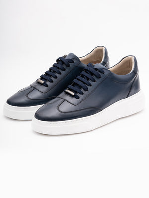 Pantofi Casual Barbati Albastri Tip Sneakers 100% Piele Naturala BMan0349