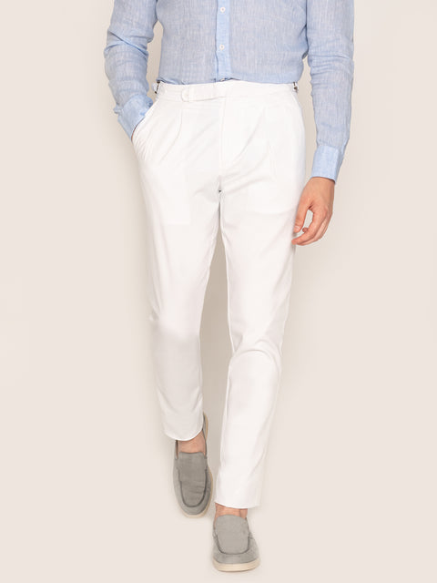 Pantaloni Barbati Gurkha Albi 100% Bumbac De Vara BMan600 (1)