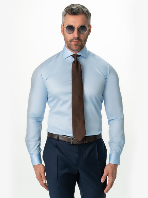 Camasa Eleganta Barbati Albastru Bleu 100% Bumbac Premium Monti Usor de Calcat BMan0002 (1)