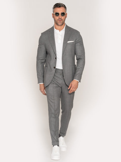 Pantaloni Premium Comfort Cu Snur Barbati Gri 100% Lana Vitale BMan623 (2)