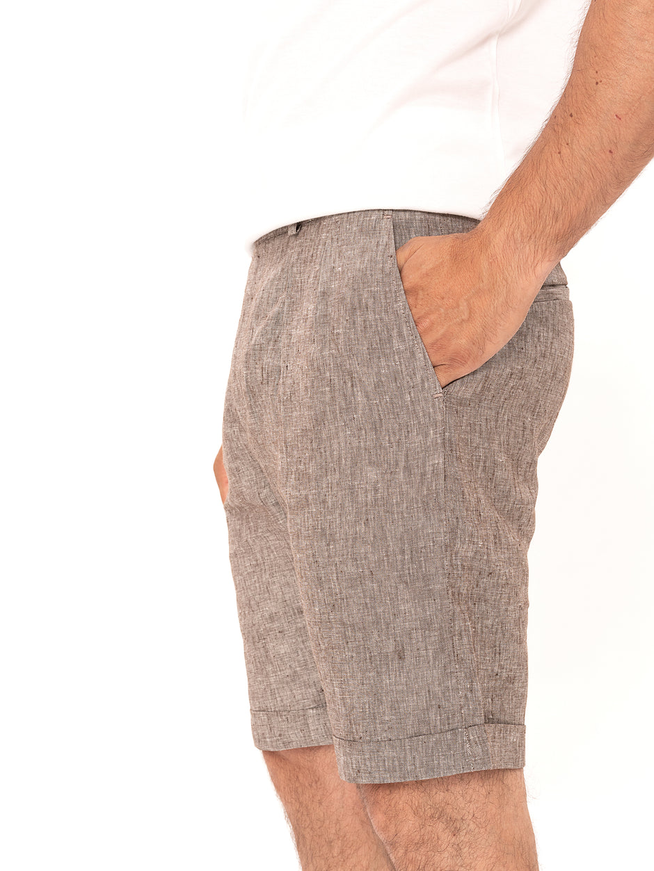 Pantaloni Scurti Bej Barbati din 100% In Natural Vara BMan165 (4)