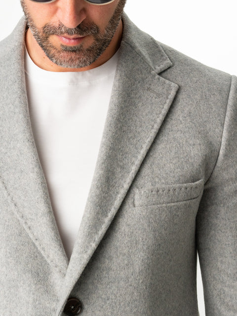 Palton Premium Barbati Gri Toamna Iarna 100% Merino Lana Finitura Felice  BMan113 (6)