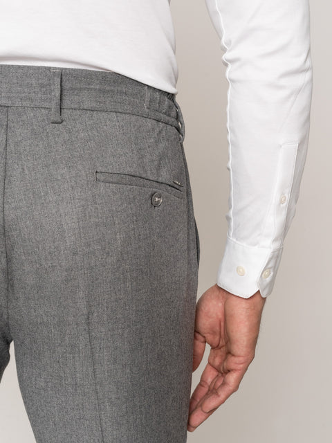 Pantaloni Premium Comfort Cu Snur Barbati Gri 100% Lana Vitale BMan623 (7)