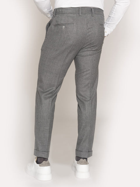 Pantaloni Premium Comfort Cu Snur Barbati Gri 100% Lana Vitale BMan623 (8)