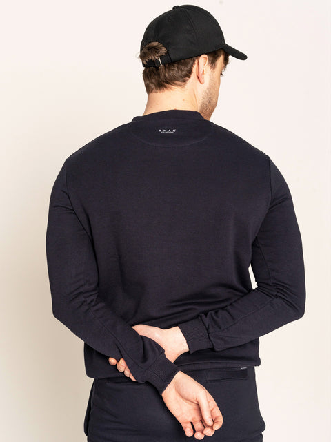 Pulover Barbati Bleumarin Sweater 100% Bumbac Natural BMan527 (5)