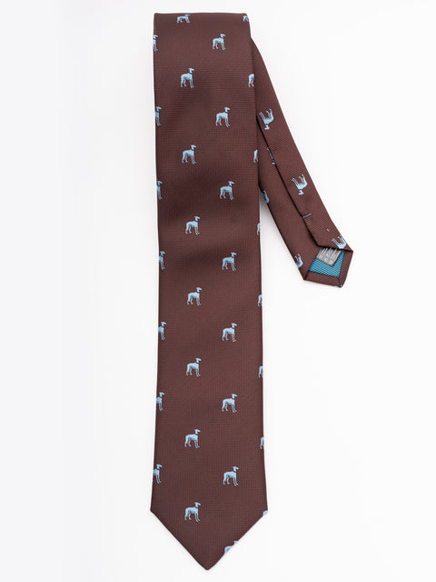 Cravata Barbati Maro Coffe Cu Imprimeu Bleu Dog BMan883 (3)