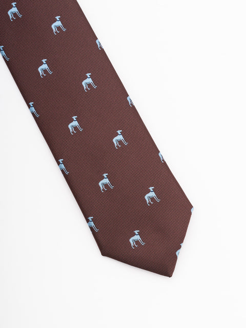 Cravata Barbati Maro Coffe Cu Imprimeu Bleu Dog BMan883 (2)