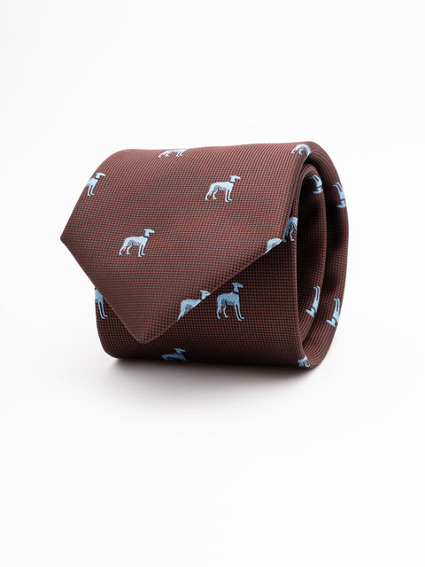 Cravata Barbati Maro Coffe Cu Imprimeu Bleu Dog BMan883