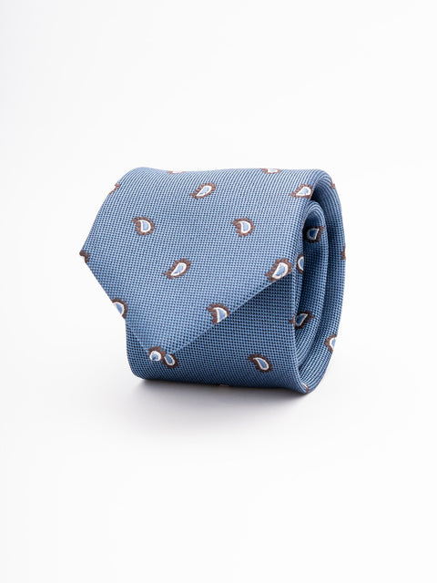 Cravata Barbati Albastru Bleu Imprimeu Paisley BMan834 (1)