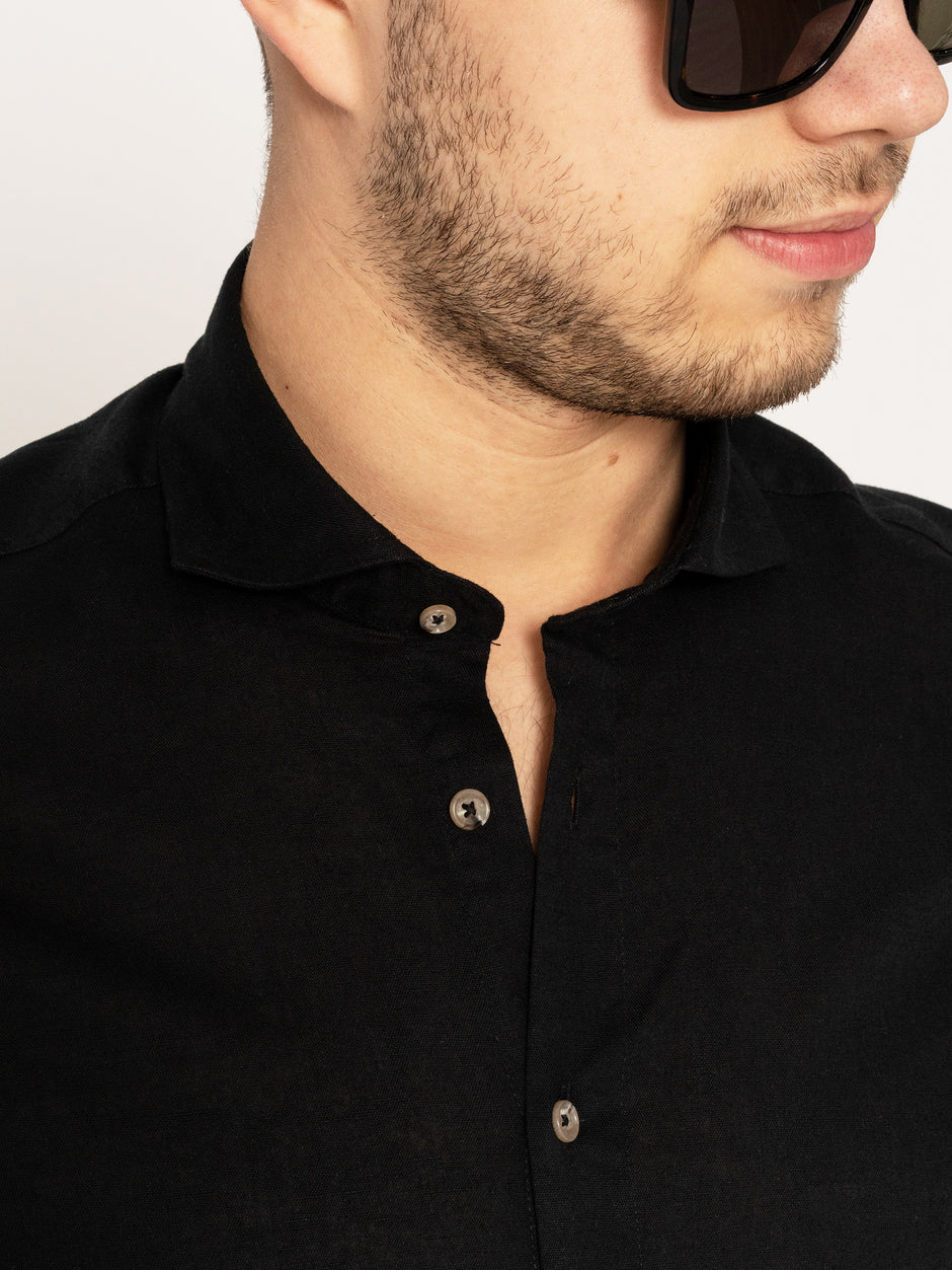 Camasa Baieti 14-18 ani Din In Natural Neagra De Vara Bman772 (2)