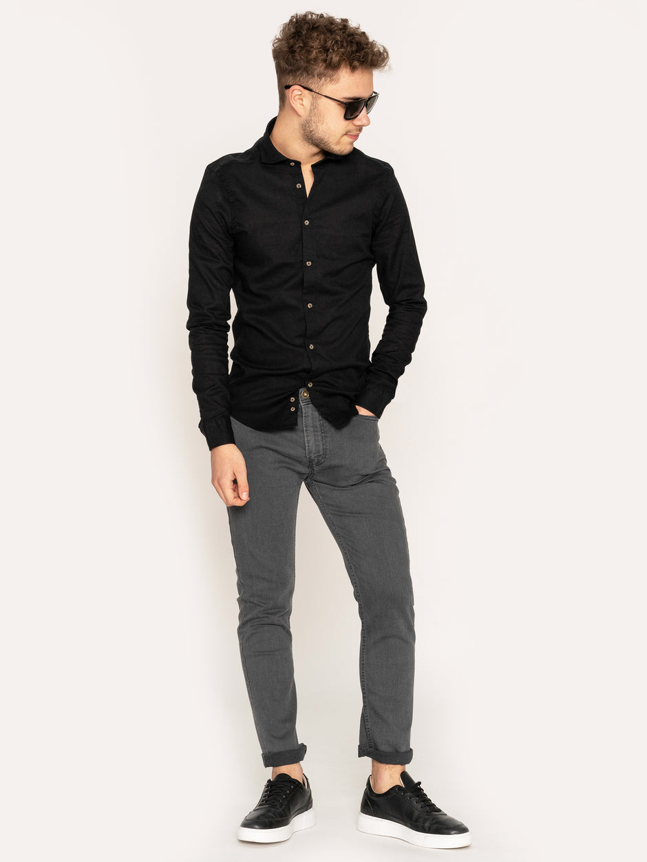 Camasa Baieti 14-18 ani Din In Natural Neagra De Vara Bman772 (3)