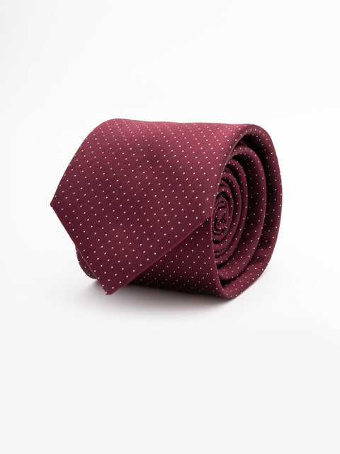Cravata Barbati Bordo Imprimeu Puncte Albe Fine BMan877 (1)