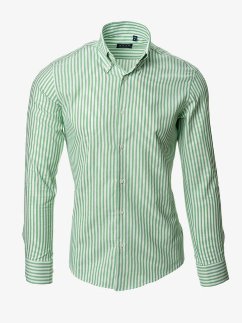 Camasa Office Barbati Alba Dungi Verde Deschis 100% Bumbac BMan876 (6)