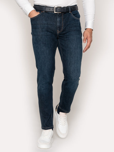 Blugi Office Barbati Comfort Fit Albastru Inchis Stretch BMan321 (2)