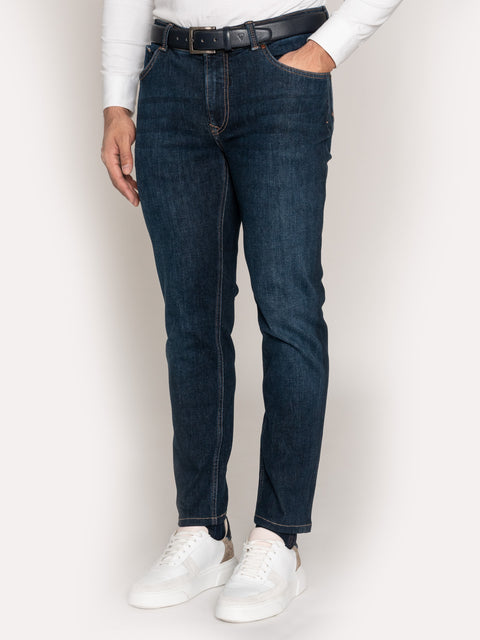 Blugi Office Barbati Comfort Fit Albastru Inchis Stretch BMan321 (1)