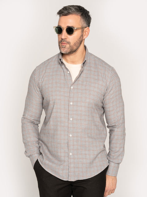 Camasa Casual Corporate Gri In Carouri 100% Bumbac Natural BMan887 (2)