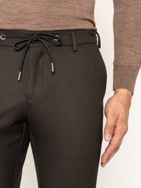 Pantaloni Cu Snur Office Barbati Maro Cafeniu Elastici FLexo Design BMan616 (3)