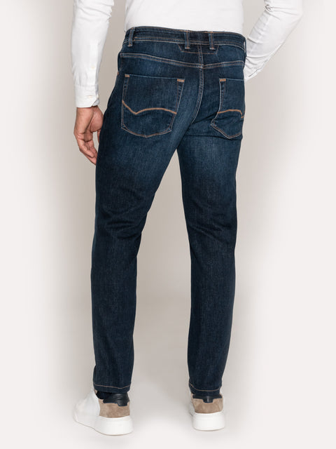 Blugi Office Barbati Comfort Fit Albastru Inchis Stretch BMan321 (6)