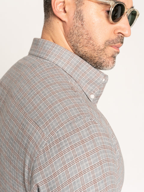 Camasa Casual Corporate Gri In Carouri 100% Bumbac Natural BMan887 (6)