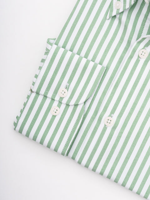 Camasa Office Barbati Alba Dungi Verde Deschis 100% Bumbac BMan876 (9)