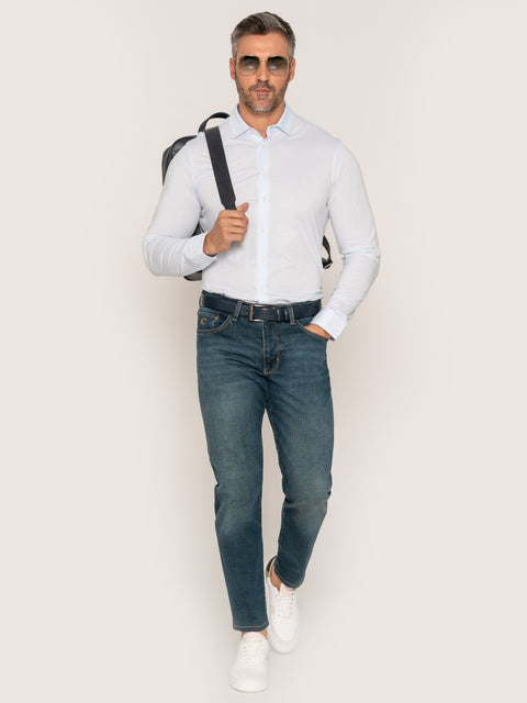 Blugi Casual Barbati Slim Fit Albastru Petrol BMan319 (3)