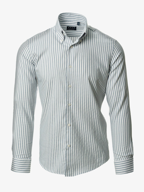 Camasa Office Barbati Alba Dungi Gri Pal Twill 100% Bumbac Natural BMan876 (8)