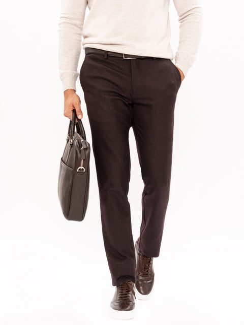 Pantaloni Office Barbati Bordo Închis Din Stofa Confortabila Stretch BMan584 (1)