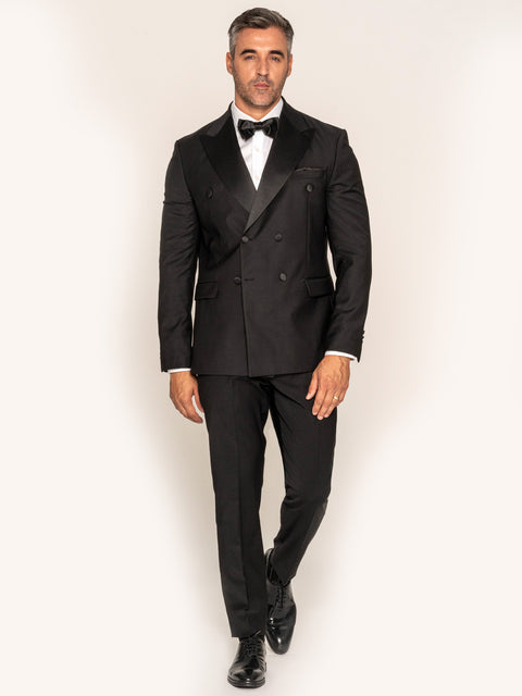 Costum Negru Tip Smoking Ceremonie 100% Lana BMan335 (3)
