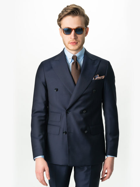 Costum Barbati Elegant Bleumarin Doua Randuri 100% Lana Cerrutti BMan388 (4)
