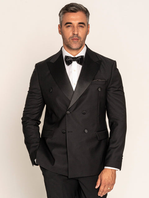 Costum Negru Tip Smoking Ceremonie 100% Lana BMan335 (1)