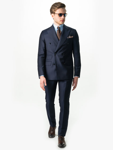 Costum Barbati Elegant Bleumarin Doua Randuri 100% Lana Cerrutti BMan388 (2)